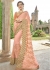 Peach Faux Georgette Embroidered Wedding Saree 4212