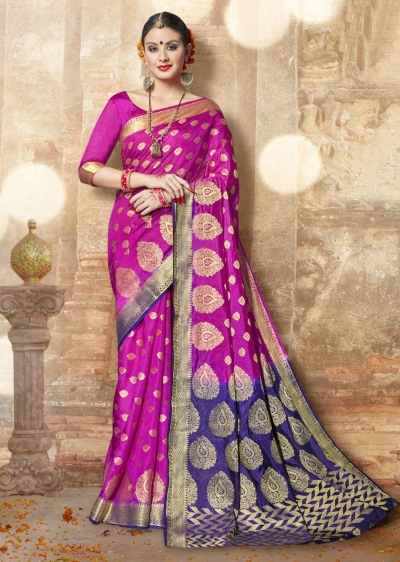 Pink Banarasi Silk Woven Festive Saree 3904