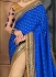 Beige and royal blue party wear saree 2001