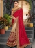 Beige and red party wear saree 2002