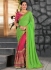 Pink and green party wear saree 2003