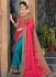 Teal blue and pink half and half saree 2008