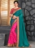 Pink and teal green half and half saree 2012