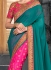 Pink and teal green half and half saree 2012