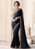 Navy blue satin blend party wear saree 40003