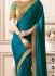 Teal art silk border designer saree 40007