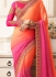 Pink and orange satin designer saree 40008