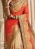 Party wear cream n orange half n half saree 1959