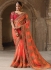 Party wear orange art silk georgette saree 1961