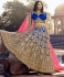 Navy blue color silk wedding lehenga choli