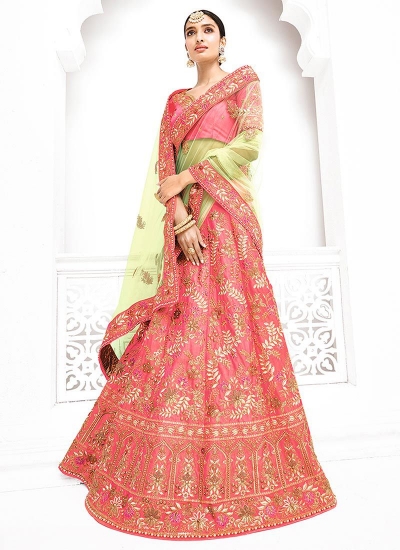 Light pink pure banarasi silk a line wedding lehenga 1103