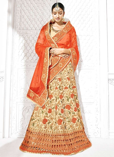 Cream velvet a line wedding lehenga 1104