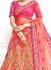 Peach satin a line wedding lehenga choli 1105