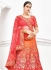 Orange and pink pure banarasi silk wedding lehenga 1108