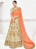 Cream satin a line wedding lehenga 1111