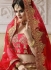 Beige red color satin wedding lehenga 4003