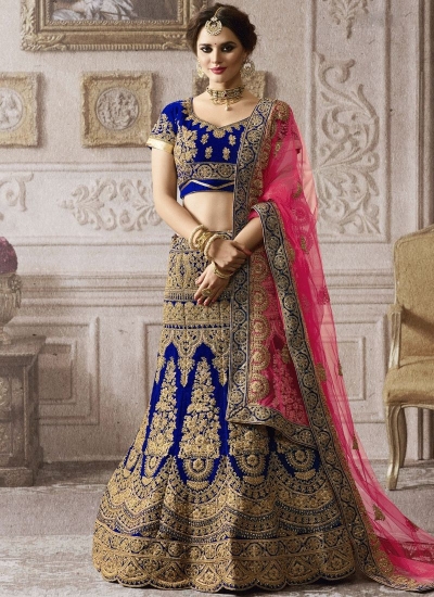 Digital Printed Muslin Cotton Lehenga in Navy Blue and Off White : LNJ386