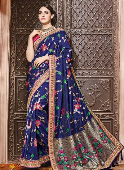 Blue pure banarasi silk wedding saree 1204
