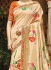 Cream color pure banarasi silk wedding saree 1209