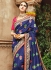 Blue pure banarasi silk wedding saree 1213