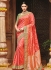 Peach pure banarasi silk wedding saree 1214