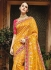 Yellow pure banarasi silk saree wedding 1218