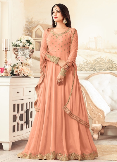 sonal chauhan rangoli peach party wear anarkali 26004