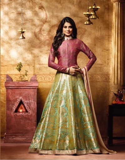 Jennifer winget banarasi silk party wear anarkali 11009