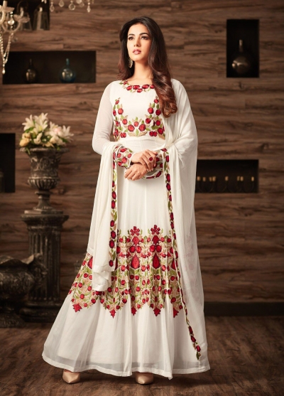 Sonal chauhan white georgette anarkali 4804