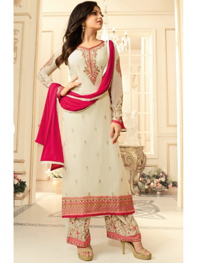 Drashti Dhami white semi stitched embroidered suit 1803