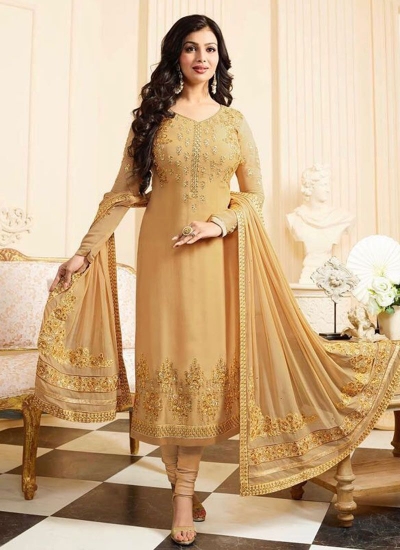 Ayesha takia beige georgette straight suit 25105