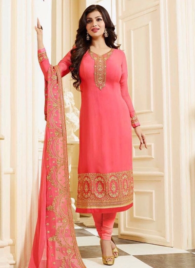 Ayesha takia pink georgette straight suit 25106