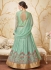 Sea green color net party wear anarkali kameez