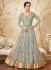 Sea green color net party wear anarkali kameez