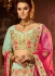 Mint green banglori silk blue and hot pink a line wedding lehenga choli 5002