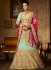 Mint green banglori silk blue and hot pink a line wedding lehenga choli 5002