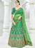 Green satin silk green wedding lehenga choli 1301