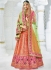 Peach color silk wedding lehenga choli 1304