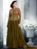 Olive green color handloom silk and net wedding wear salwar kameez