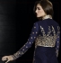 Navy blue color net party wear straight cut salwar kameez