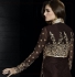 Brown color net party wear straight cut salwar kameez