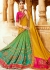 Mustard yellow pink pista green art silk wedding saree 8002