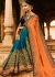 Orange blue half and half wedding saree 8003