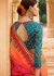 Blue orange art silk wedding saree 8009