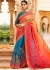 Blue orange art silk wedding saree 8009