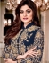 Shamita Shetty Blue color party wear anarkali kameez