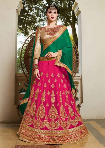 Pink net Embroidered Festive Lehenga choli 10452