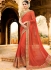 Red orange softy wedding saree