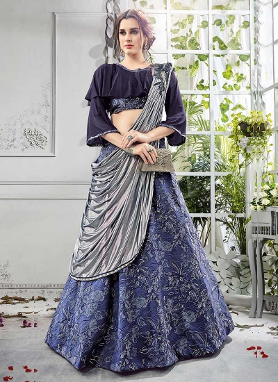 Party wear blue georgette lycra umbrella lehenga 202