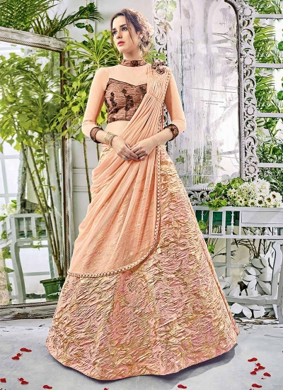 Party wear peach net lehenga 206